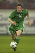 7 September 2002; Robbie Keane of Republic of Ireland during the UEFA European Championship 2004 Qualifier Group 10 match between Russia and Republic of Ireland at the Lokomotiv Moscow Stadium in Moscow, Russia. Photo by Brendan Moran/Sportsfile