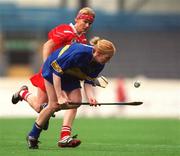 15 September 2002; Therese Brophy of Tipperary in action against Linda Mellerick of Cork during the All-Ireland Senior Camogie Championship Final match between Cork and Tipperary at Croke Park in Dublin. Photo by Aoife Rice/Sportsfile