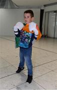 3 September 2017; Joe Ward Jr aged 6 in attendance as Team Ireland return from AIBA World Boxing Championships at Dublin Airport, in Dublin.  Photo by Barry Cregg/Sportsfile