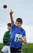 19 August 2017; Luke McGrath of Tranmore, Co Waterford, competing in the Boys U14 and O12 Shot Put event during day 1 of the Aldi Community Games August Festival 2017 at the National Sports Campus in Dublin. Photo by Sam Barnes/Sportsfile
