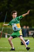 19 August 2017; Patrick Taffe of Ferbane, Co Offaly, competing in the Boys U14 and O12 Javelin event during day 1 of the Aldi Community Games August Festival 2017 at the National Sports Campus in Dublin. Photo by Sam Barnes/Sportsfile