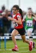 19 August 2017; Amy Murray of Ardee-Reaghstown, Co Louth, competing in the Girls U10 and O8 60m Hurdles event during day 1 of the Aldi Community Games August Festival 2017 at the National Sports Campus in Dublin. Photo by Sam Barnes/Sportsfile