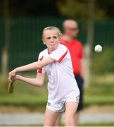 19 August 2017; Orla Griffin, from Piercestown-Murrinstown, Co Wexford, at bat during the U13 Rounders event during day 1 of the Aldi Community Games August Festival 2017 at the National Sports Campus in Dublin. Photo by Cody Glenn/Sportsfile