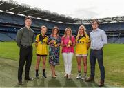 5 September 2017; The Ladies Gaelic Football Association today announced that O.R.S will become the Official Hydration Partners to the Ladies Gaelic Football Association. O.R.S is a product that helps athletes to hydrate before and after intense exercise. The two year partnership will see O.R.S product provided to every player and will include their branded water bottles being used at the TG4 All Ireland Finals. Pictured at the launch from left is, Simon Gillivan brand manager at Pharmed, Aisling Curley, Kildare, Olivia Reilly Marketing manager at Pharmed, Helen O'Rourke CEO Ladies Gaelic Football Association, Aisling McCarthy of Tipperary and Matt Thornes Director of Sports partnerships at Clinova. Croke Park, Dublin. Photo by Eóin Noonan/Sportsfile