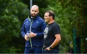 4 September 2017; Scott Fardy of Leinster in conversation with former French captain Raphaël Ibañez during squad training at UCD in Dublin. Photo by Ramsey Cardy/Sportsfile
