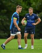4 September 2017; Josh van der Flier, left, and Jordan Larmour of Leinster during squad training at UCD in Dublin. Photo by Ramsey Cardy/Sportsfile