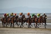 5 September 2017; Rosenborg Rider, far right, with Declan McDonogh up, race ahead of the field on their way to winning the Follow @TheMelbourne10 On Facebook Handicap during the Laytown Races at Laytown in Co Meath. Photo by Cody Glenn/Sportsfile