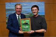 5 September 2017; FAI CEO John Delaney presents photographer Dave Maher with framed pictures signed by Martin O'Neill & Robbie Brady on his last night working for Sportsfile after 28 years of service at the FIFA World Cup Qualifier Group D match between Republic of Ireland and Serbia at the Aviva Stadium in Dublin. Photo by Brendan Moran/Sportsfile