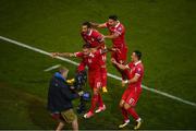 5 September 2017; Aleksandar Kolarov of Serbia celebrates with team-mates after scoring his side's first goal during the FIFA World Cup Qualifier Group D match between Republic of Ireland and Serbia at the Aviva Stadium in Dublin. Photo by Stephen McCarthy/Sportsfile