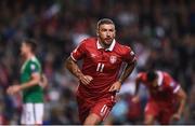 5 September 2017; Aleksandar Kolarov of Serbia celebrates after scoring his side's first goal during the FIFA World Cup Qualifier Group D match between Republic of Ireland and Serbia at the Aviva Stadium in Dublin. Photo by Seb Daly/Sportsfile