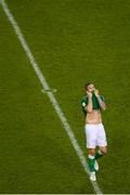 5 September 2017; Shane Duffy of Republic of Ireland reacts following the FIFA World Cup Qualifier Group D match between Republic of Ireland and Serbia at the Aviva Stadium in Dublin. Photo by Stephen McCarthy/Sportsfile