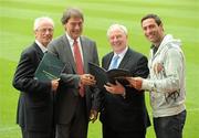 12 June 2012; In attendance at the launch of the Irish Sports Council Anti-Doping Annual Report 2011 are, from left, Chief Executive of the Irish Sports Council John Treacy, Director General World Anti-Doping Agency David Howman, Minister of State for Tourism & Sport Michael Ring T.D., and Olympic silver medallist Kenneth Egan. Croke Park, Dublin. Photo by Sportsfile