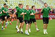 13 June 2012; Republic of Ireland players, from left, Stephen Kelly, Jonathan Walters, John O'Shea, Richard Dunne, Damien Duff, Stephen Hunt and Robbie Keane in action during squad training ahead of their UEFA EURO 2012, Group C, game against Spain on Thursday. Republic of Ireland EURO2012 Squad Training, Arena Gdansk, Gdansk, Poland. Picture credit: David Maher / SPORTSFILE