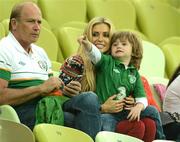 14 June 2012; Republic of Ireland captain Robbie Keane's wife Claudine Keane, with their son Robbie Jnr, before the game. EURO2012, Group C, Spain v Republic of Ireland, Arena Gdansk, Gdansk, Poland. Picture credit: David Maher / SPORTSFILE