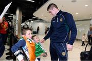 3 September 2017; Joe ward with his sons Joe aged 6, left, and Jerry aged 3, in attendance as Team Ireland return from AIBA World Boxing Championships at Dublin Airport, in Dublin.  Photo by Barry Cregg/Sportsfile