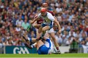 3 September 2017; Tadhg de Búrca of Waterford jumps over team-mate Philip Mahony as he gets away from Cathal Mannion and Jonathan Glynn of Galway during the GAA Hurling All-Ireland Senior Championship Final match between Galway and Waterford at Croke Park in Dublin. Photo by Piaras Ó Mídheach/Sportsfile