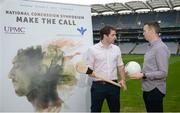 7 September 2017; Dr. Brendan Murphy, left, Tipperary Senior Hurling Team Doctor and former Offaly Senior Hurler, and Oisín McConville, former All-Ireland winning footballer with Armagh, at the launch of the 2nd National Concussion Symposium, which will be hosted by Bon Secours Health System and UPMC in association with the GAA which will be held in Croke Park on Saturday October 7th. Pictured at Croke Park in Dublin. Photo by Cody Glenn/Sportsfile