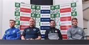 7 September 2017; Shamrock Rovers manager Stephen Bradley, second from right, Bluebell United manager Andy Noonan, second from left, with players Tony Griffiths, left, of Bluebell United and Lee Grace of Shamrock Rovers during a press conference at Tallaght Stadium in Tallaght, Dublin. Photo by Matt Browne/Sportsfile