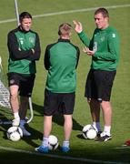 15 June 2012; Republic of Ireland players, Robbie Keane, Damien Duff and Richard Dunne during squad training ahead of their UEFA EURO 2012, Group C, game against Italy on Monday. Republic of Ireland EURO2012 Squad Training, Municipal stadium, Gdynia, Poland. Picture credit: David Maher / SPORTSFILE
