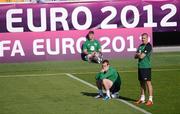 15 June 2012; Republic of Ireland's Glenn Whelan and Jonathan Walters, right, during squad training ahead of their UEFA EURO 2012, Group C, game against Italy on Monday. Republic of Ireland EURO2012 Squad Training, Municipal stadium, Gdynia, Poland. Picture credit: David Maher / SPORTSFILE