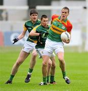 16 June 2012; Brendan Murphy, Carlow, in action against Damien Carroll and Conor Gillespie, left, Meath. Leinster GAA Football Senior Championship Quarter-Final Replay, Meath v Carlow, O'Connor Park, Tullamore, Co Offaly. Picture credit: Matt Browne / SPORTSFILE