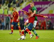 14 June 2012; Sergio Ramos, Spain, in action against Jonathan Walters, Republic of Ireland. EURO2012, Group C, Spain v Republic of Ireland, Arena Gdansk, Gdansk, Poland. Picture credit: Stephen McCarthy / SPORTSFILE