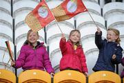 16 June 2012; Carlow supporters, from left, Nadene, Patricia and Roisin Kelly, from Myshall, Co. Carlow, enjoying the game. Leinster GAA Football Senior Championship Quarter-Final Replay, Meath v Carlow, O'Connor Park, Tullamore, Co Offaly. Picture credit: Matt Browne / SPORTSFILE