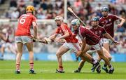 3 September 2017; Conor O'Callaghan of Cork, supported by team-mate James Keating, left, in action against Galway's, from left, Conor Walsh, Donal Mannion and Martin McManus during the Electric Ireland GAA Hurling All-Ireland Minor Championship Final match between Galway and Cork at Croke Park in Dublin. Photo by Piaras Ó Mídheach/Sportsfile