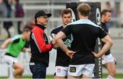 1 September 2017; Director of Ulster Rugby Les Kiss along with Louis Ludik, left, and Andrew Trimble of Ulster before the Guinness PRO14 Round 1 match between Ulster and Cheetahs at Kingspan Stadium in Belfast. Photo by Oliver McVeigh/Sportsfile