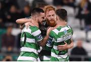 8 September 2017; Ryan Connolly of Shamrock Rovers is congratulated by his team-mates, from left, Brandon Miele, Michael O'Connor and Trevor Clarke after scoring his side's goal during the Irish Daily Mail FAI Cup Quarter-Final match between Bluebell United and Shamrock Rovers at Tallaght Stadium in Tallaght, Dublin. Photo by Matt Browne/Sportsfile