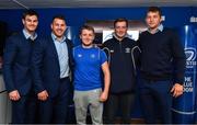 8 September 2017; Fans with Leinster players Sean O'Brien, Jonathan Sexton and Ross Molony in the Blue Room ahead of the Guinness PRO14 Round 2 match between Leinster and Cardiff Blues at the RDS Arena in Dublin. Photo by Brendan Moran/Sportsfile