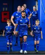 8 September 2017; Matchday mascots Alex Ryan, left, from Rathmines, Dublin and Jack Ritchie, from Clontarf, Dublin, with captain Isa Nacewa ahead of the Guinness PRO14 Round 2 match between Leinster and Cardiff Blues at the RDS Arena in Dublin. Photo by Brendan Moran/Sportsfile