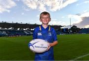 8 September 2017; Matchday mascot 11 year old Ritchie from Clontarf, Dublin, at the Guinness PRO14 Round 2 match between Leinster and Cardiff Blues at the RDS Arena in Dublin. Photo by Ramsey Cardy/Sportsfile