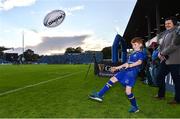 8 September 2017; Matchday mascot 10 year old Alex Ryan from Rathmines, Dublin, at the Guinness PRO14 Round 2 match between Leinster and Cardiff Blues at the RDS Arena in Dublin. Photo by Ramsey Cardy/Sportsfile