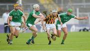 9 September 2017; Luke Scanlon of Kilkenny in action against Limerick's, from left, Thomas Grimes, Cian Lynch and Robbie Hanley during the Bord Gáis Energy GAA Hurling All-Ireland U21 Championship Final match between Kilkenny and Limerick at Semple Stadium in Thurles, Co Tipperary. Photo by Piaras Ó Mídheach/Sportsfile