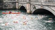 9 September 2017; Competitors during the Men's Race in the Jones Engineering 98th Dublin City Liffey Swim organised by Leinster Open Sea and supported by Jones Engineering, Dublin City Council and Swim Ireland. Photo by David Fitzgerald/Sportsfile