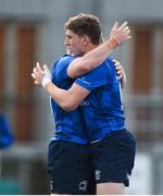 9 September 2017; Cormac Foley of Leinster, right, is congratulated by team-mate David Hawkshaw after scoring his side's second try during the U19 Interprovincial Series match between Leinster and Ulster at Donnybrook Stadium in Dublin. Photo by Cody Glenn/Sportsfile