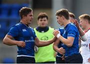 9 September 2017; Cormac Foley of Leinster (9) is congratulated by team-mate Scott Penny after scoring his side's second try during the U19 Interprovincial Series match between Leinster and Ulster at Donnybrook Stadium in Dublin. Photo by Cody Glenn/Sportsfile
