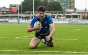 9 September 2017; Ruairi Shields of Leinster goes over to score his side's first try during the U19 Interprovincial Series match between Leinster and Ulster at Donnybrook Stadium in Dublin. Photo by Cody Glenn/Sportsfile