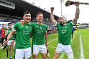 9 September 2017; Limerick players, from left, Barry Nash, Tom Morrissey and Cian Lynch celebrate at the final whistle of the Bord Gáis Energy GAA Hurling All-Ireland U21 Championship Final match between Kilkenny and Limerick at Semple Stadium in Thurles, Co Tipperary. Photo by Brendan Moran/Sportsfile