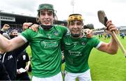 9 September 2017; Limerick players Ronan Lynch, left, and Thomas Grimes celebrate after the Bord Gáis Energy GAA Hurling All-Ireland U21 Championship Final match between Kilkenny and Limerick at Semple Stadium in Thurles, Co Tipperary. Photo by Brendan Moran/Sportsfile