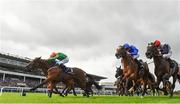 9 September 2017; Laws Of Spin, 2, with Chris Hayes up, on their way to winning the Irish Stallion Farms EBF Petingo Handicap from third place Clongowes with Kevin Manning and fourth place Artful Artist with Killian Leonard during the Longines Irish Champions Weekend 2017 at Leopardstown Racecourse in Leopardstown, Co Dublin. Photo by Matt Browne/Sportsfile