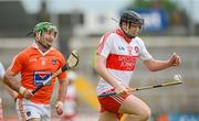 17 June 2012; Alan Grant, Derry, in action against Ruairi McGrattan, Armagh. Ulster GAA Hurling Senior Championship Quarter-Final, Armagh v Derry, Morgan Athletic Grounds, Armagh. Picture credit: Oliver McVeigh / SPORTSFILE