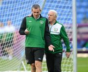 17 June 2012; Republic of Ireland manager Giovanni Trapattoni with Richard Dunne, during squad training ahead of their UEFA EURO 2012, Group C, game against Italy on Monday. Republic of Ireland EURO2012 Squad Training, Municipal Stadium Poznan, Poznan, Poland. Picture credit: David Maher / SPORTSFILE