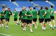 17 June 2012; Republic of Ireland's Robbie Keane and Richard Dunne during squad training ahead of their UEFA EURO 2012, Group C, game against Italy on Monday. Republic of Ireland EURO2012 Squad Training, Municipal Stadium Poznan, Poznan, Poland. Picture credit: David Maher / SPORTSFILE