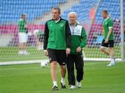 17 June 2012; Republic of Ireland manager Giovanni Trapattoni with Richard Dunne during squad training ahead of their UEFA EURO 2012, Group C, game against Italy on Monday. Republic of Ireland EURO2012 Squad Training, Municipal Stadium Poznan, Poznan, Poland. Picture credit: Pat Murphy / SPORTSFILE