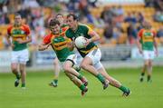 10 June 2012; Jamie Queeney, Meath, in action against Kieran Nolan, Carlow. Leinster GAA Football Senior Championship, Quarter-Final, Meath v Carlow, O'Connor Park, Tullamore, Co. Offaly. Picture credit: Matt Browne / SPORTSFILE