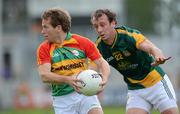 10 June 2012; Padraig Murphy, Carlow, in action against Jamie Queeney, Meath. Leinster GAA Football Senior Championship, Quarter-Final, Meath v Carlow, O'Connor Park, Tullamore, Co. Offaly. Picture credit: Matt Browne / SPORTSFILE