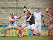 9 June 2012; Simon Doherty, Armagh, making a save from a free. Nicky Rackard Cup Final, Armagh v Louth, Croke Park, Dublin. Picture credit: Oliver McVeigh / SPORTSFILE