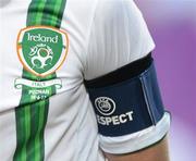 18 June 2012; A general view of the black armband worn by the Republic of Ireland players, in remembrance of the Loughlinisland Massacre, which took place on June 18th 1994. EURO2012, Group C, Republic of Ireland v Italy, Municipal Stadium Poznan, Poznan, Poland. Picture credit: David Maher / SPORTSFILE